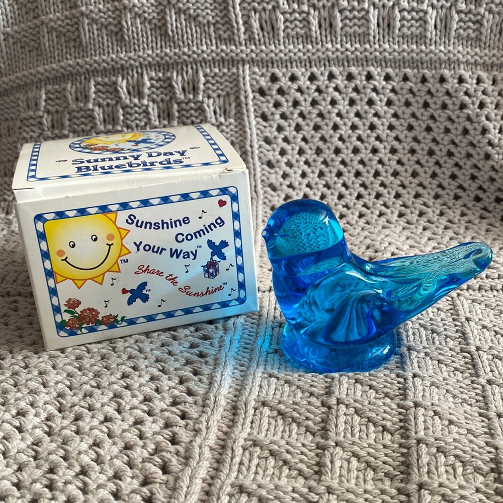 Sunny Day Bluebirds Art Glass